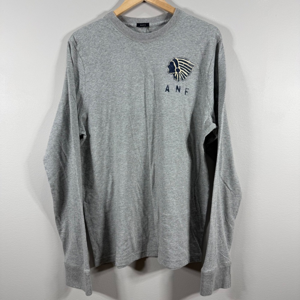 Abercrombie & Fitch ANF Indian Head Logo Long Sleeve T-Shirt Gray Large